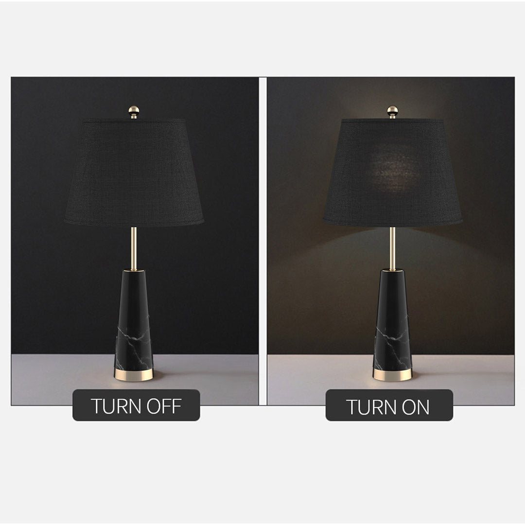 NNEAGS 68cm Black Marble Bedside Desk Table Lamp Living Room Shade with Cone Shape Base-2