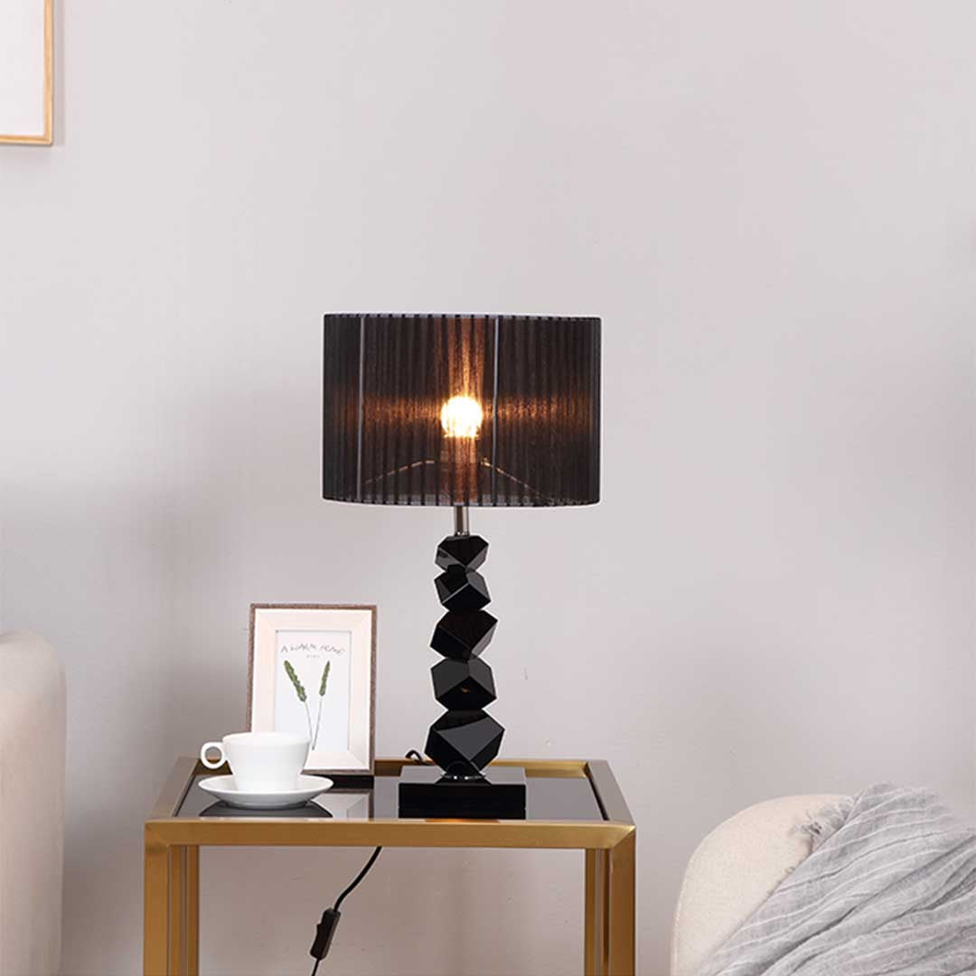 NNEAGS 2X 55cm Black Table Lamp with Dark Shade LED Desk Lamp-3
