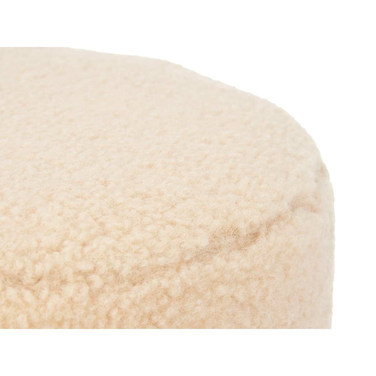 Pouffe Gift Decor Beige Cloth MDF Wood-1