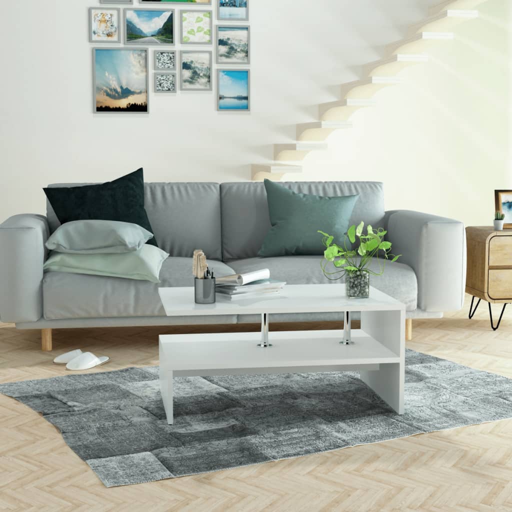 NNEVL Coffee Table Chipboard 90x59x42 cm White-2