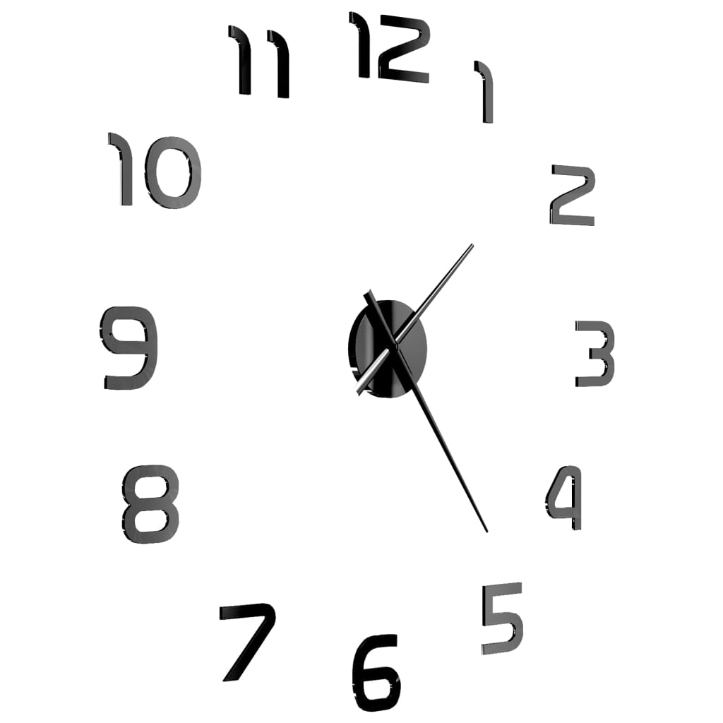 NNEVL 3D Wall Clock Modern Design 100 cm XXL Black-3