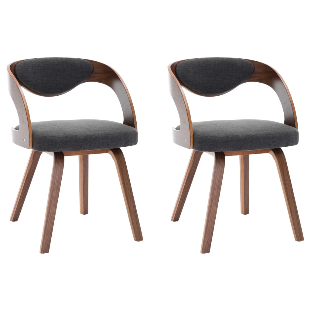 NNEVL Dining Chairs 2 pcs Dark Grey Bent Wood and Fabric-1