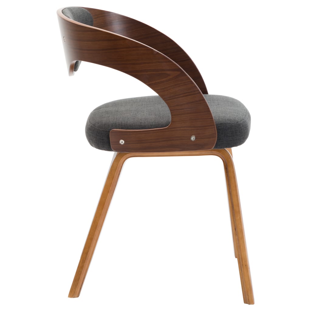 NNEVL Dining Chairs 2 pcs Dark Grey Bent Wood and Fabric-2