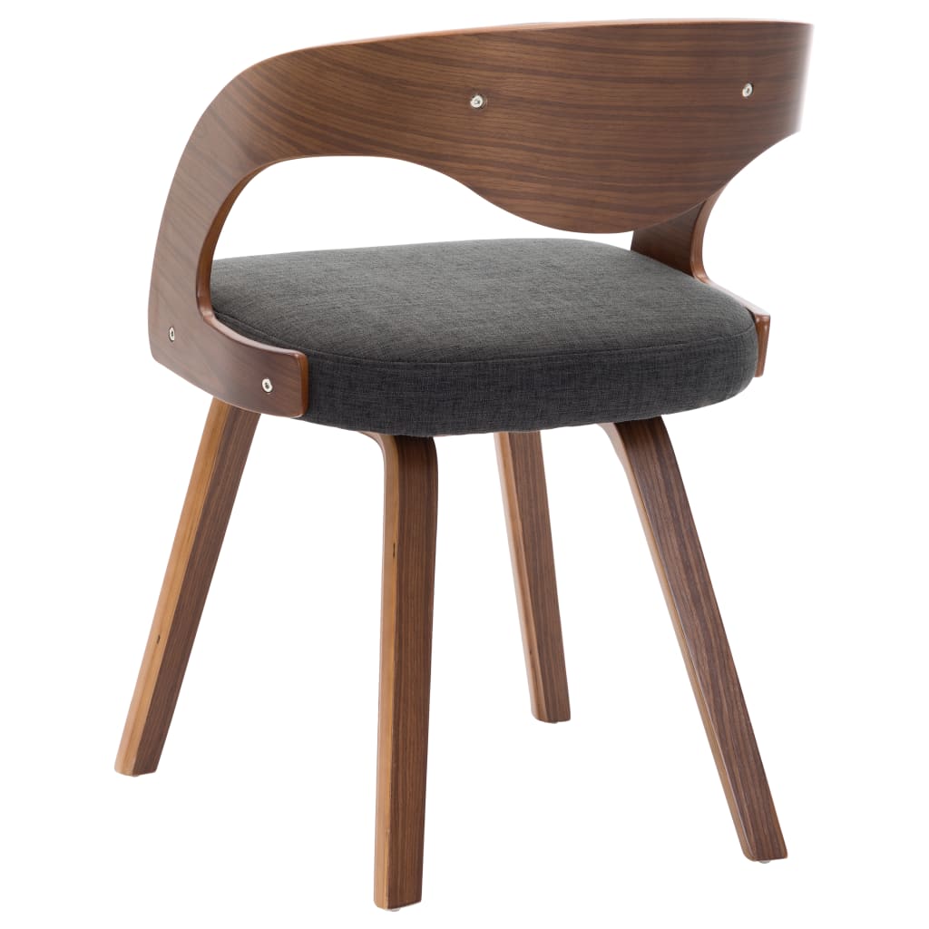 NNEVL Dining Chairs 2 pcs Dark Grey Bent Wood and Fabric-3