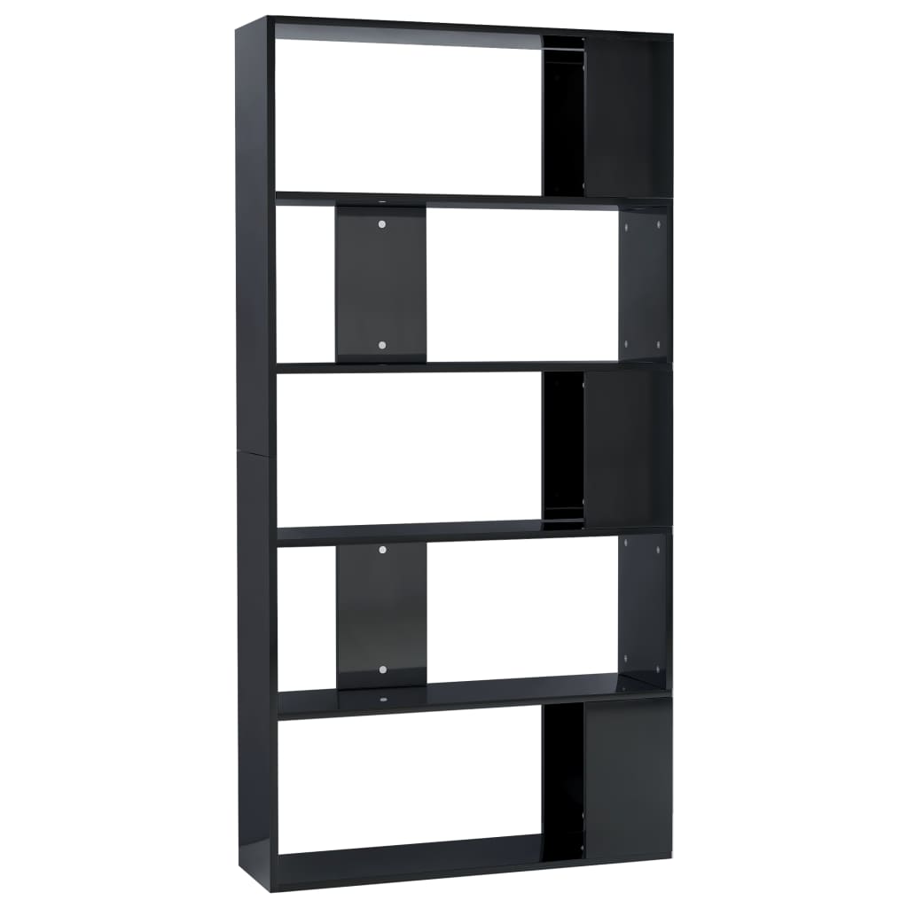 NNEVL Book Cabinet/Room Divider High Gloss Black 80x24x159 cm Chipboard-1