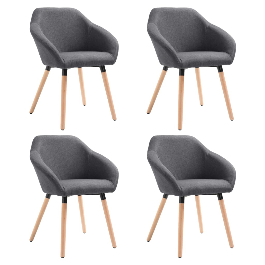NNEVL Dining Chairs 4 pcs Dark Grey Fabric-1