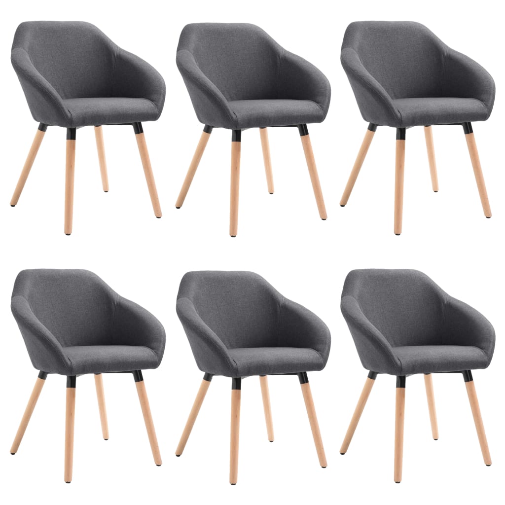 NNEVL Dining Chairs 6 pcs Dark Grey Fabric-1