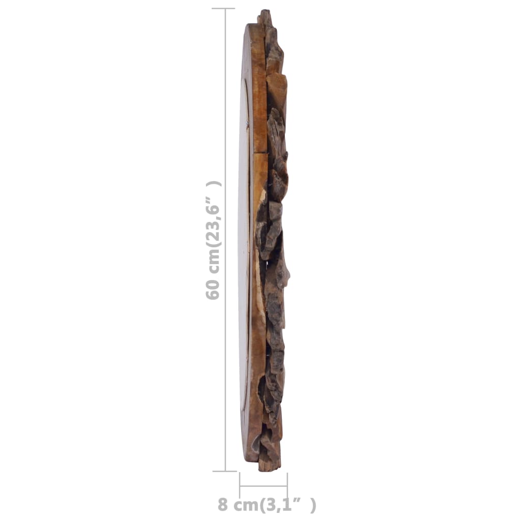NNEVL Wall Mirror 60 cm Teak Round-4