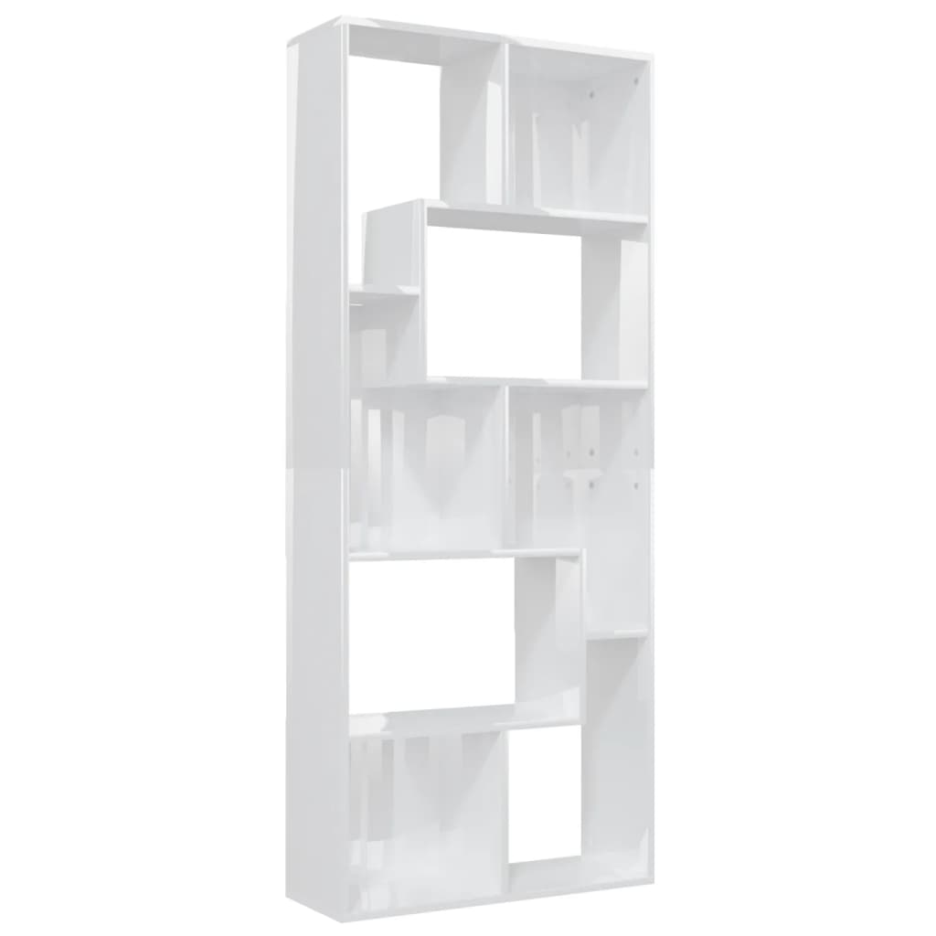 NNEVL Book Cabinet High Gloss White 67x24x161 cm Chipboard-1