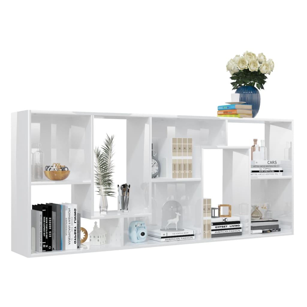 NNEVL Book Cabinet High Gloss White 67x24x161 cm Chipboard-4