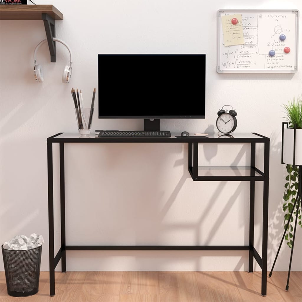 NNEVL Computer Desk Transparent 100x36x74 cm Glass-0