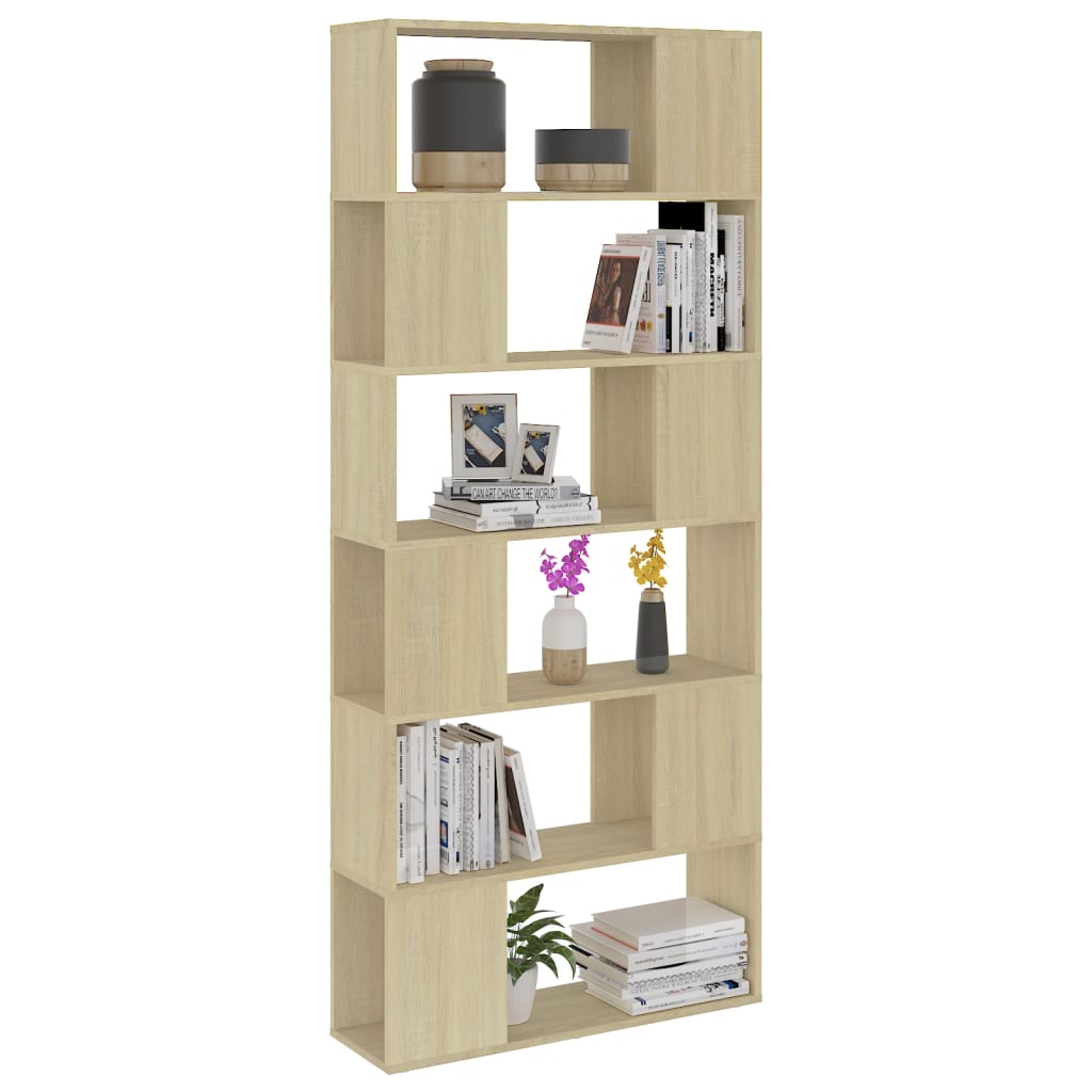NNEVL Book Cabinet Room Divider Sonoma Oak 80x24x186 cm Chipboard-2