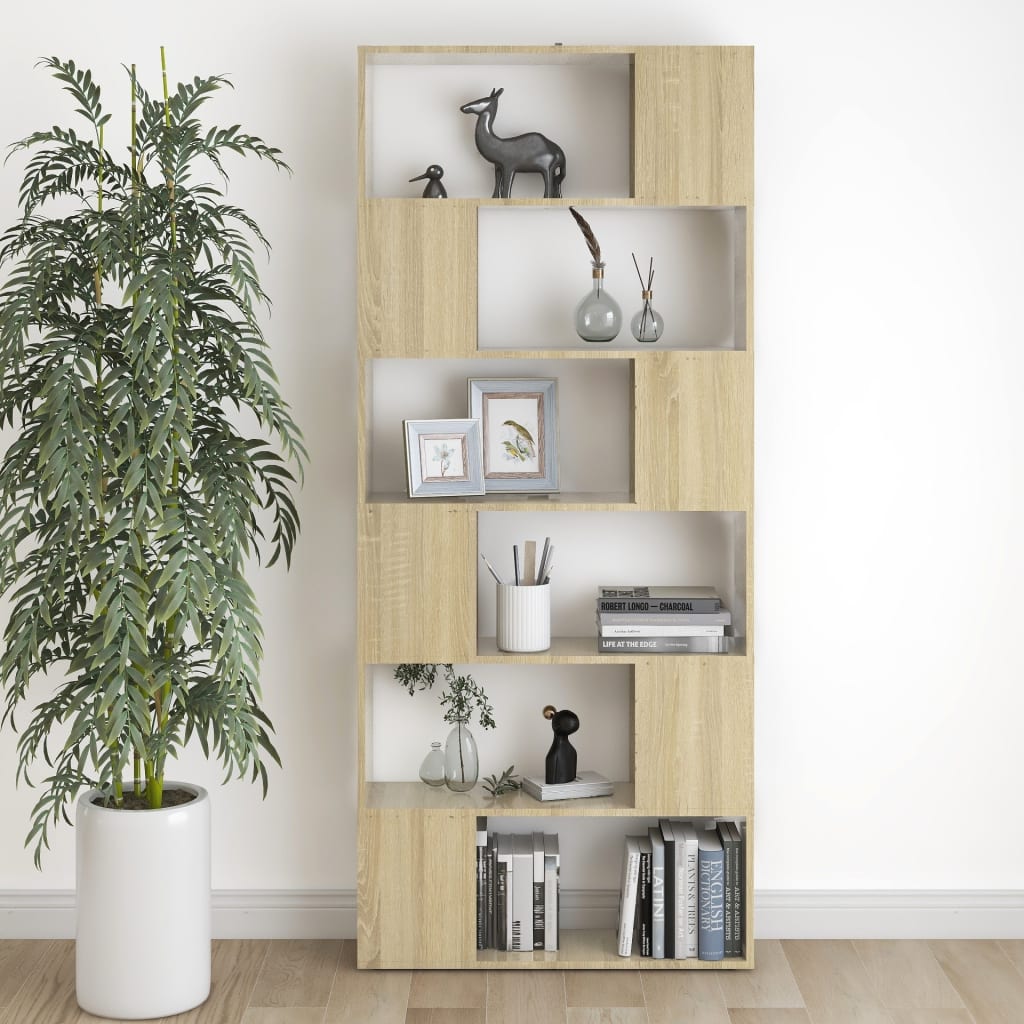 NNEVL Book Cabinet Room Divider Sonoma Oak 80x24x186 cm Chipboard-3