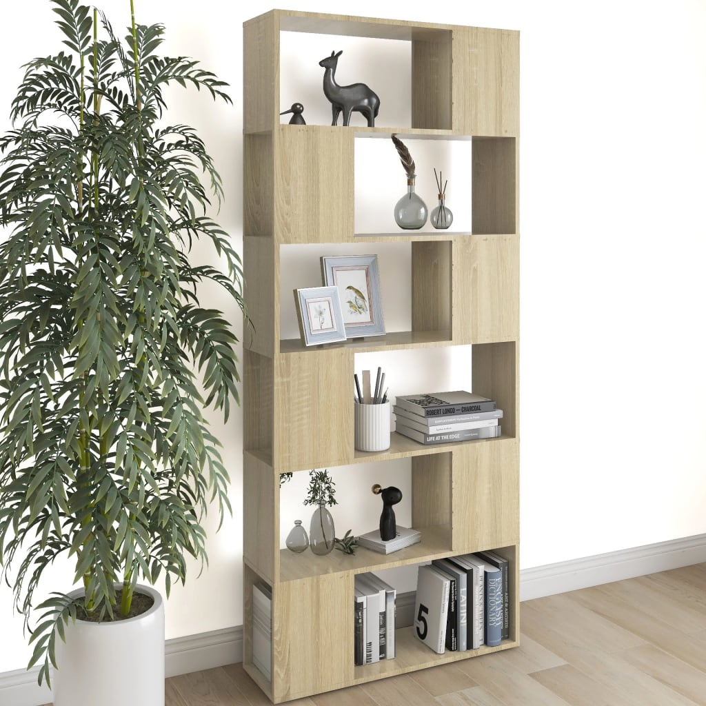 NNEVL Book Cabinet Room Divider Sonoma Oak 80x24x186 cm Chipboard-0