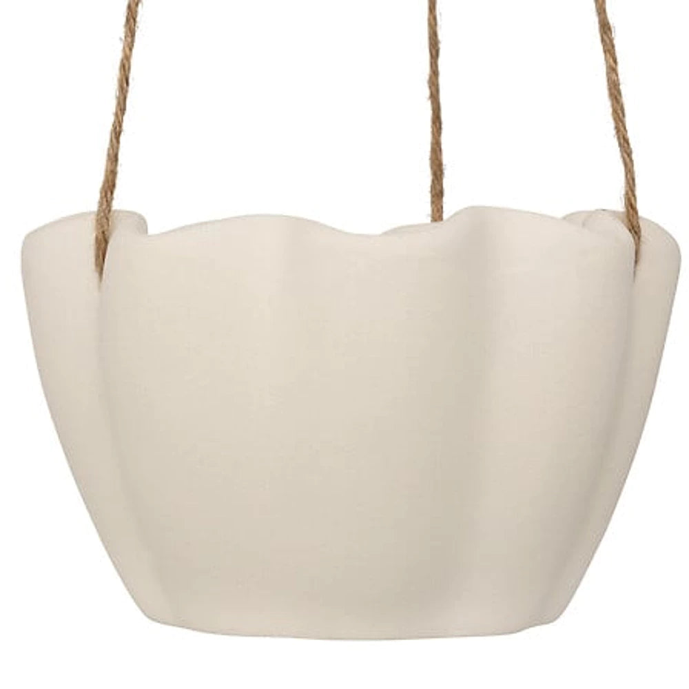 Cachepot suspendu en céramique WILD h10.5 blanc