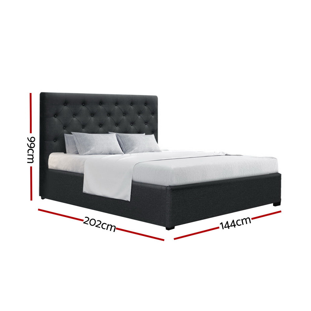 NNEDSZ Artiss Bed Frame Double Size Gas Lift Charcoal VILA-1