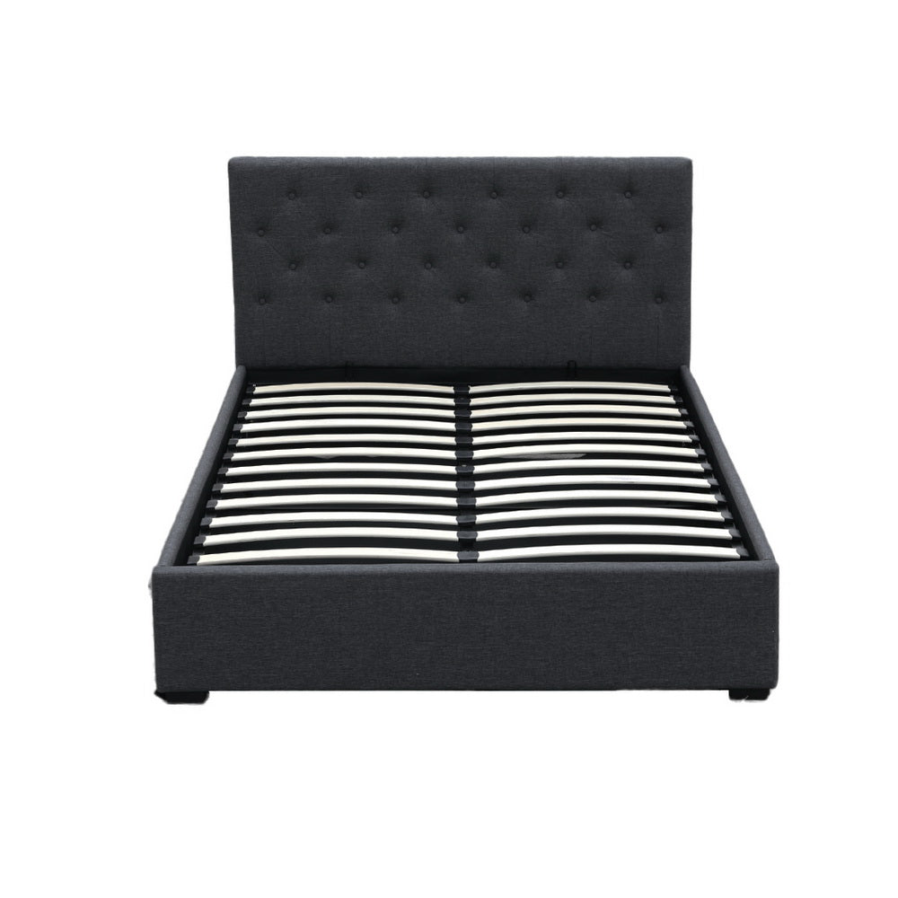 NNEDSZ Artiss Bed Frame Double Size Gas Lift Charcoal VILA-2
