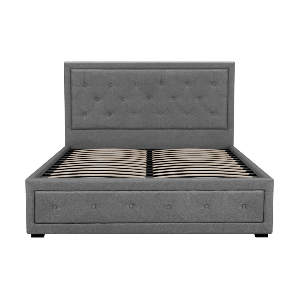 NNEDSZ Artiss Bed Frame Double Size Gas Lift Grey TIYO-2