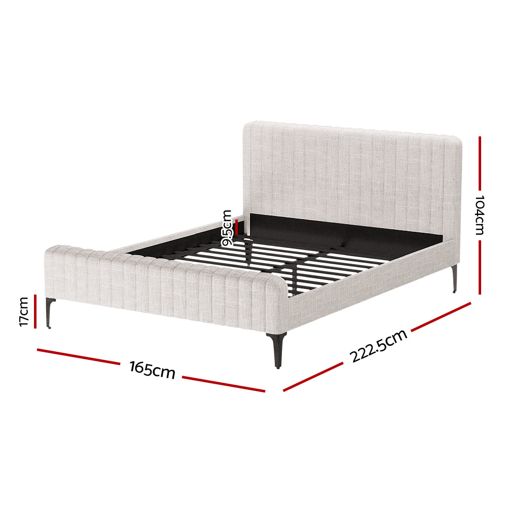 NNEDSZ Artiss Bed Frame Queen Size Beige AMMY-1