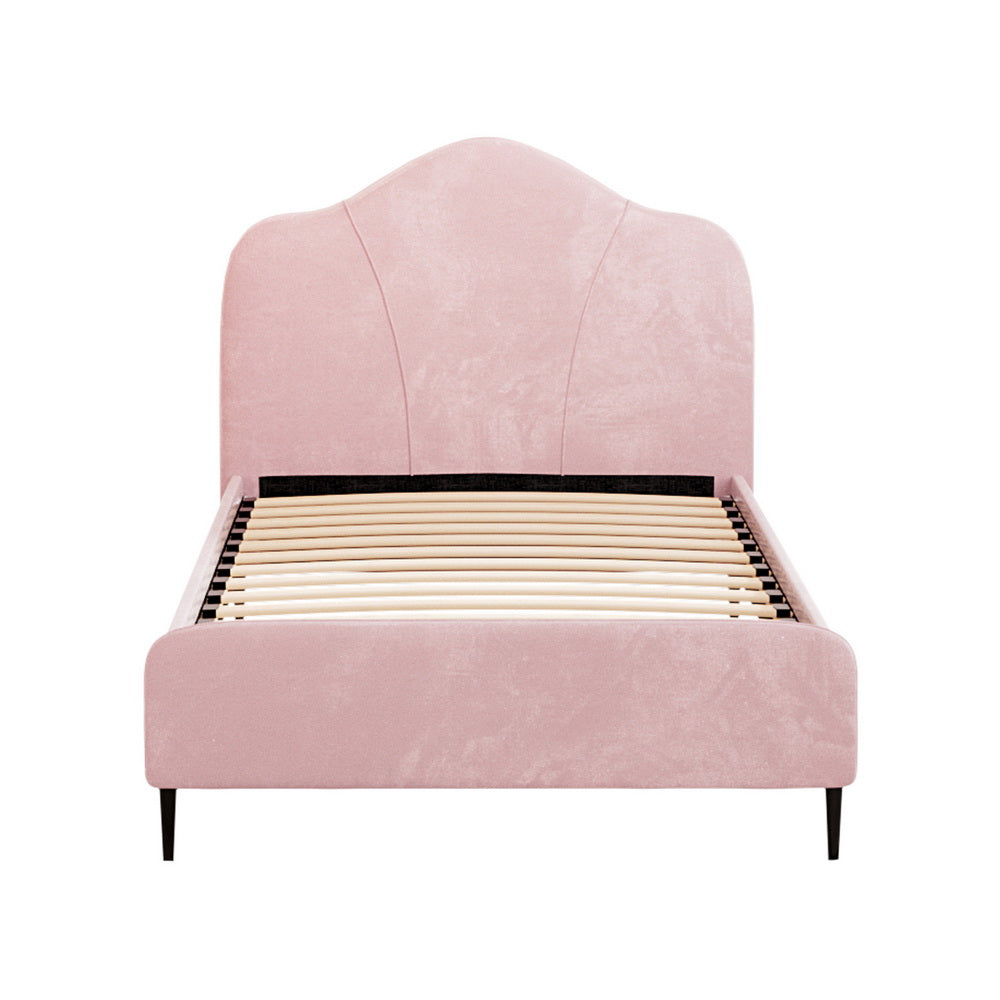 NNEDSZ Artiss Bed Frame King Single Size Velvet Pink OLAN-2