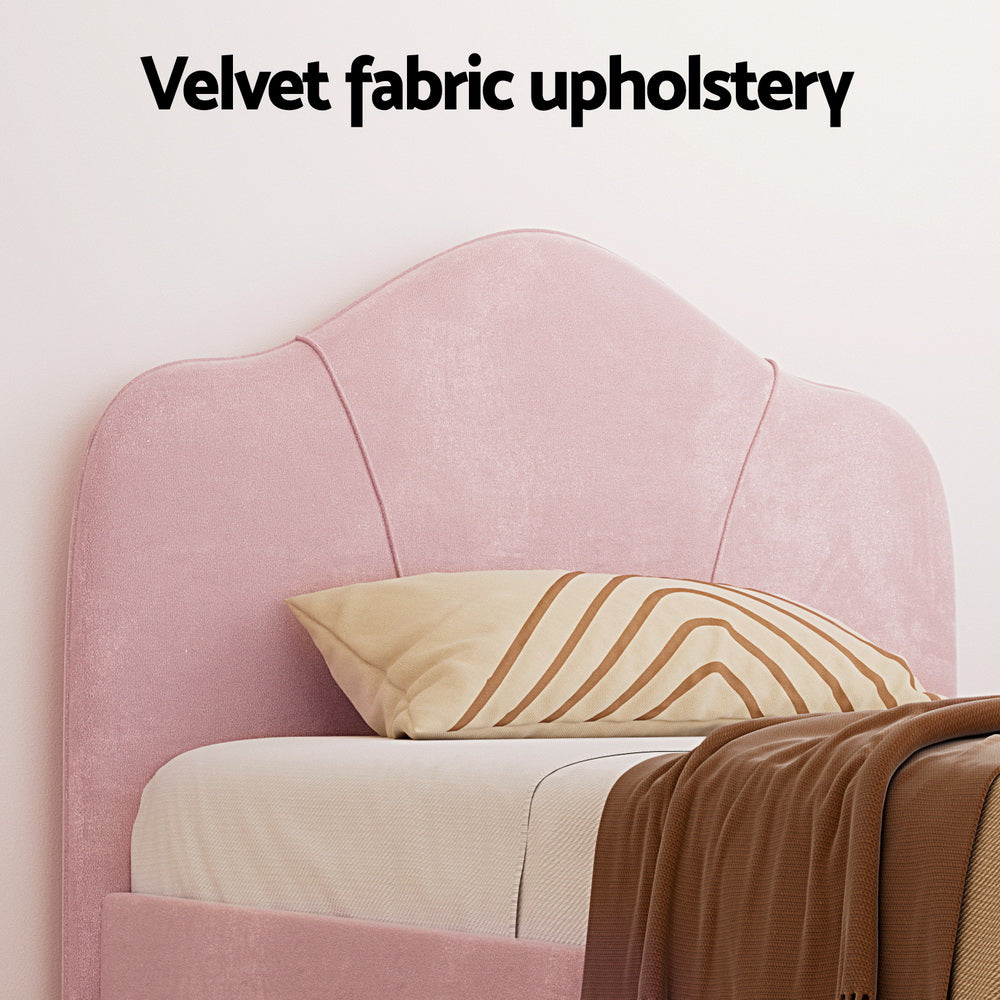 NNEDSZ Artiss Bed Frame King Single Size Velvet Pink OLAN-3
