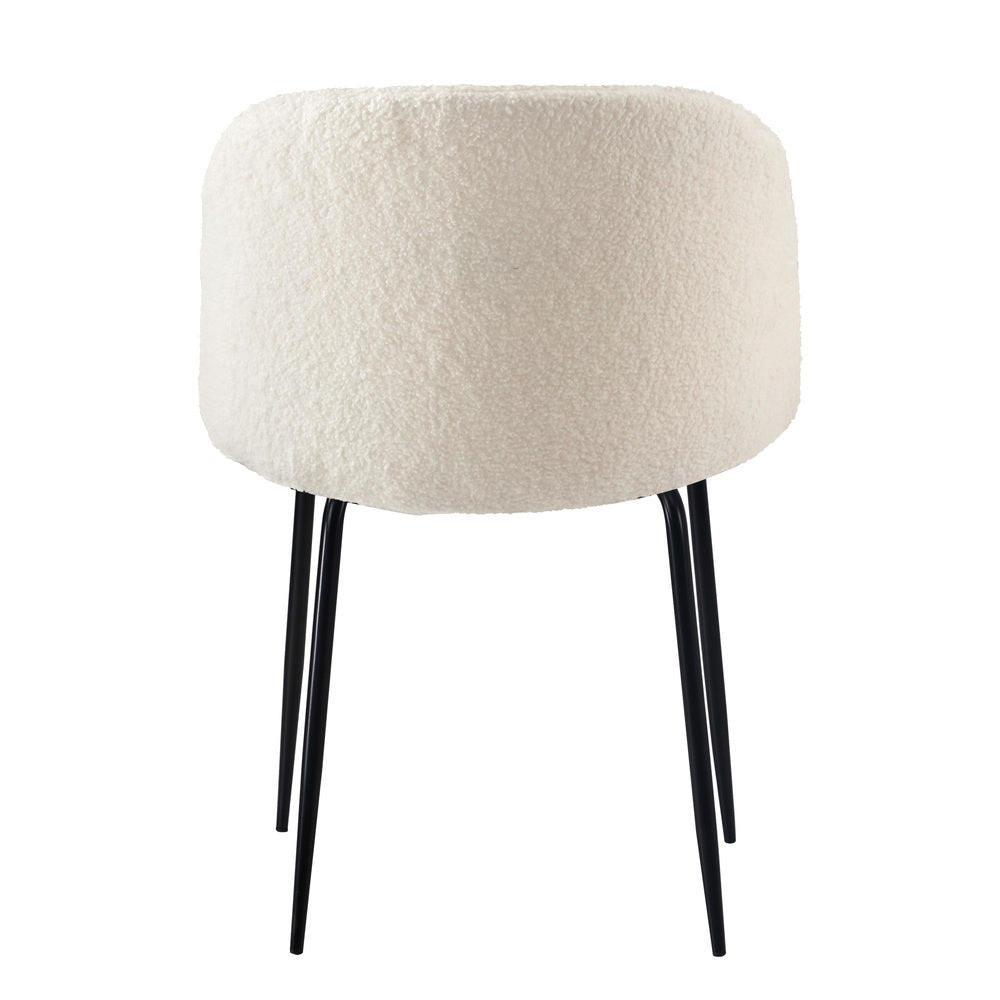 NNEED 2x Dining Chairs Upholstered Sherpa White-4