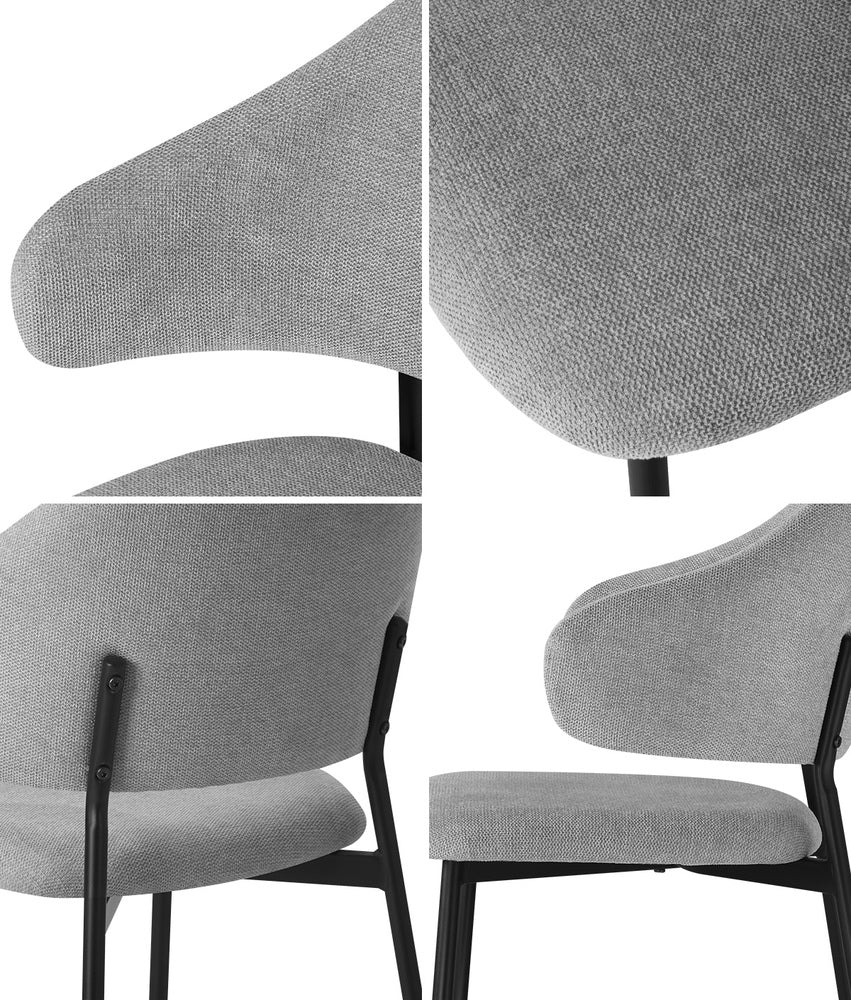 NNEED 4x Dining Chairs Tub Fabric Grey&Black-2