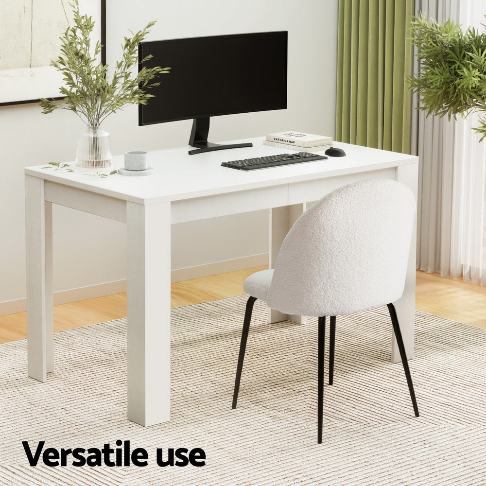 NNEDSZ 1 Artiss Dining Table and 4 Chairs Set White Sherpa-3