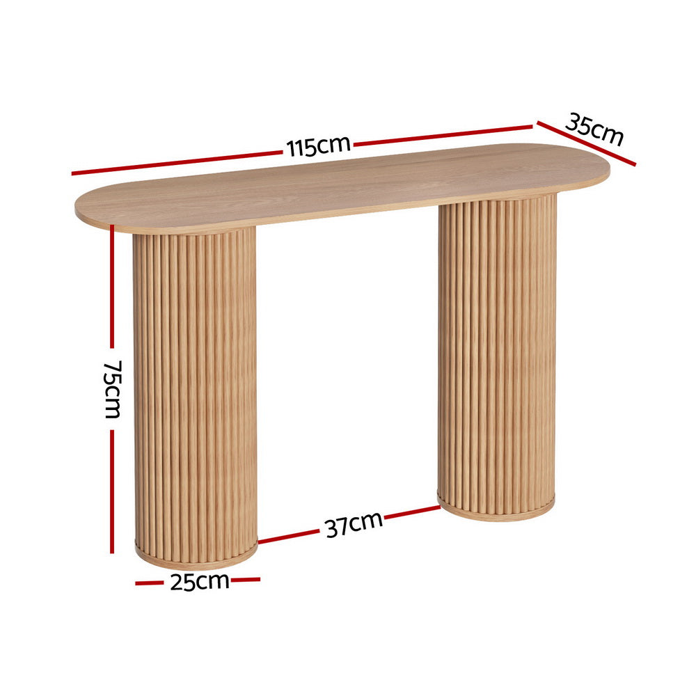NNEDSZ Artiss Console Table Oval 115CM Pine Blake-2