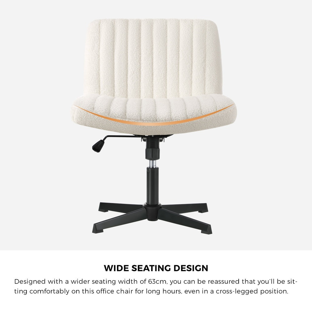NNEED Mid Back Office Chair Wide Seat Sherpa White-2