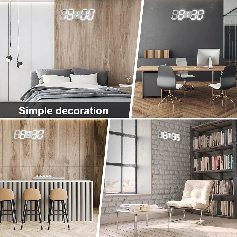Modern 3D LED Wall Clock with Remote Control-4