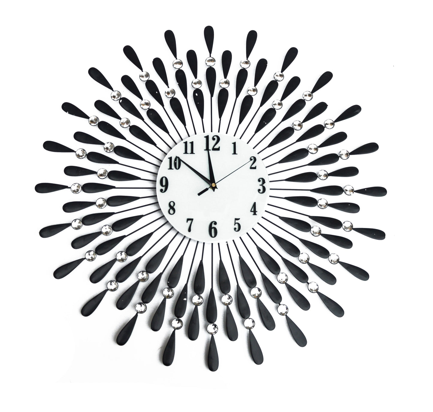 NNEDSZ Modern 3D Crystal Wall Clock Luxury Art Metal Round Home Decor-0