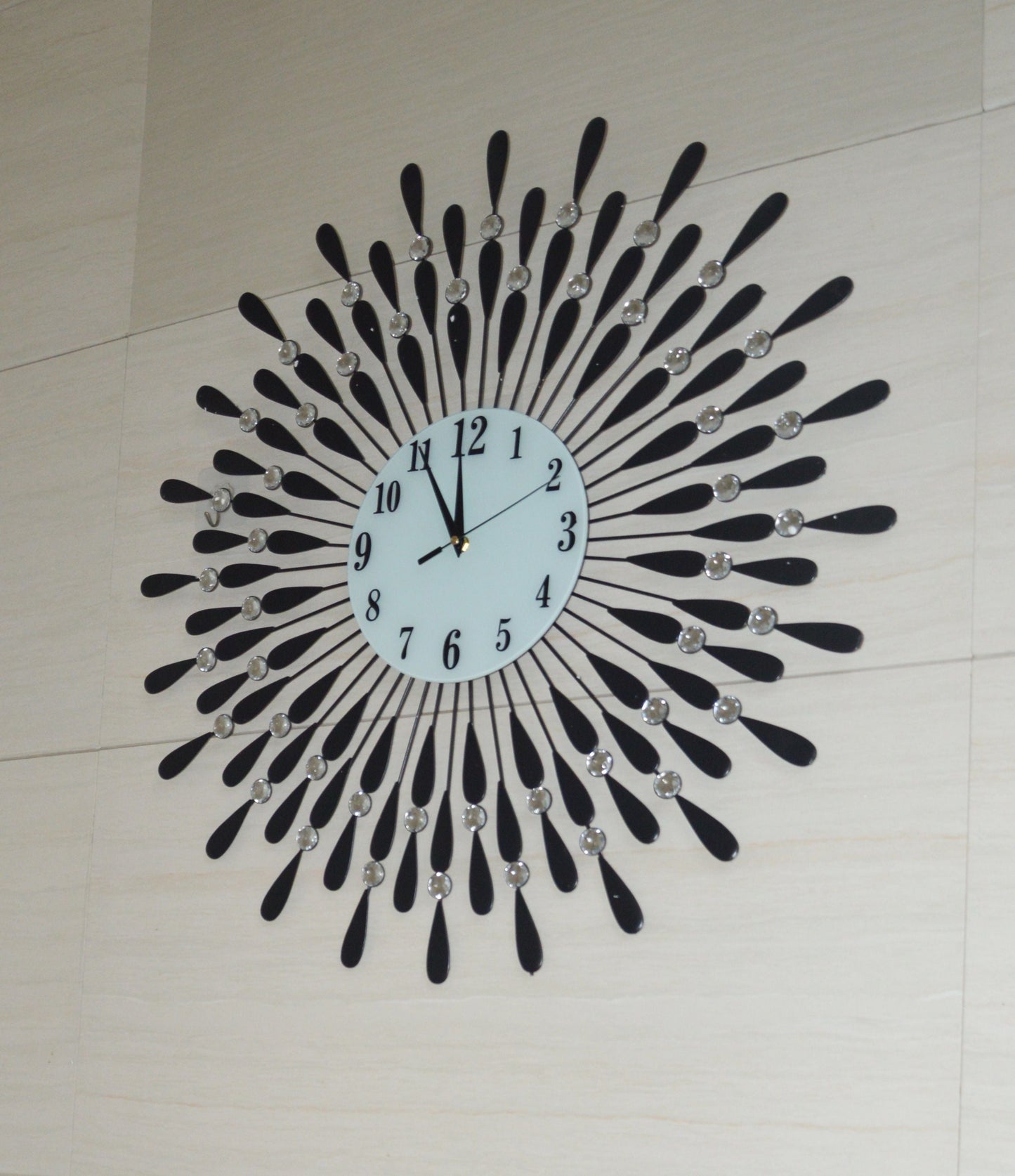 NNEDSZ Modern 3D Crystal Wall Clock Luxury Art Metal Round Home Decor-4