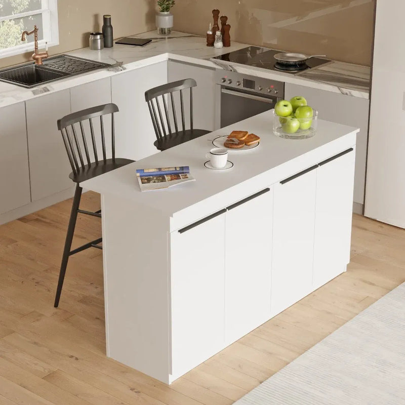 îlot central 120cm OR1-W 4 portes blanc