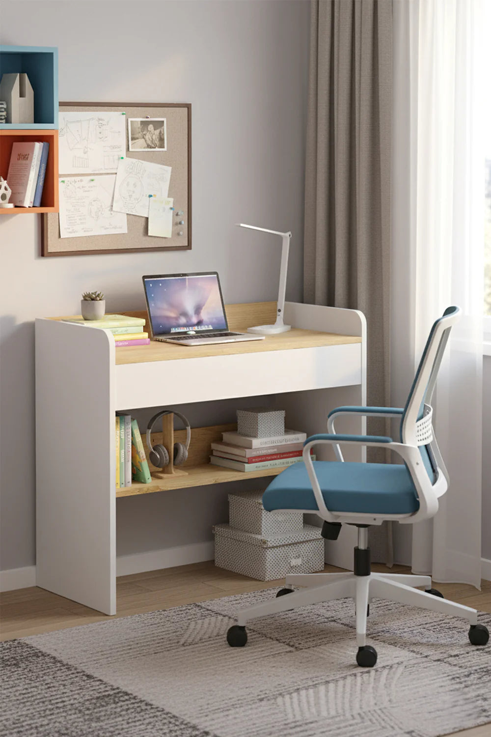 Bureau Harmony à un tiroir blanc - bois