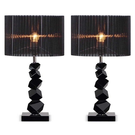 NNEAGS 2X 55cm Black Table Lamp with Dark Shade LED Desk Lamp-0
