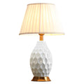 NNEAGS Textured Ceramic Oval Table Lamp with Gold Metal Base White-0
