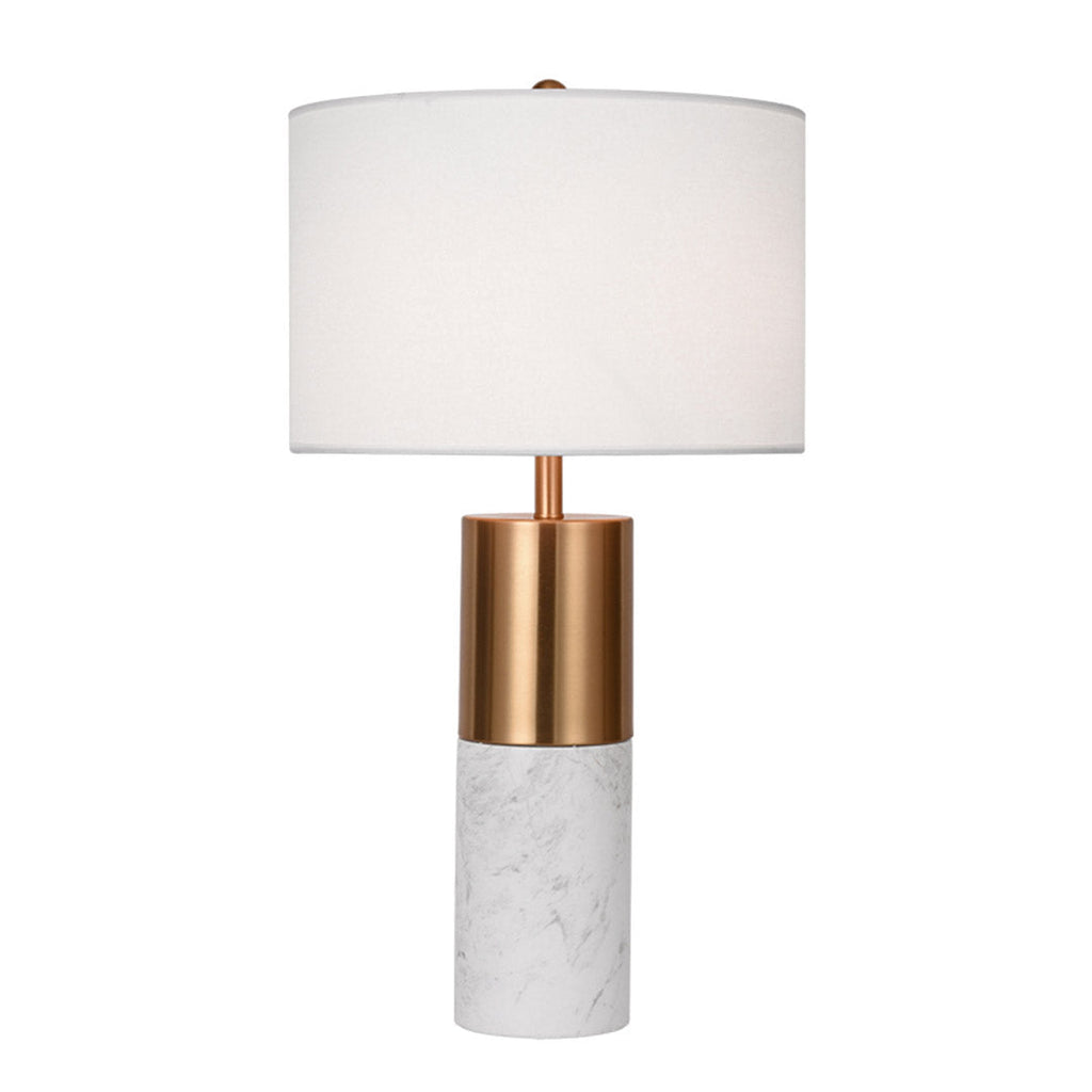 NNEAGS 60cm White Marble Bedside Modern Desk Table Lamp Living Room Shade with Cylinder Base