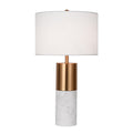 NNEAGS 60cm White Marble Bedside Modern Desk Table Lamp Living Room Shade with Cylinder Base