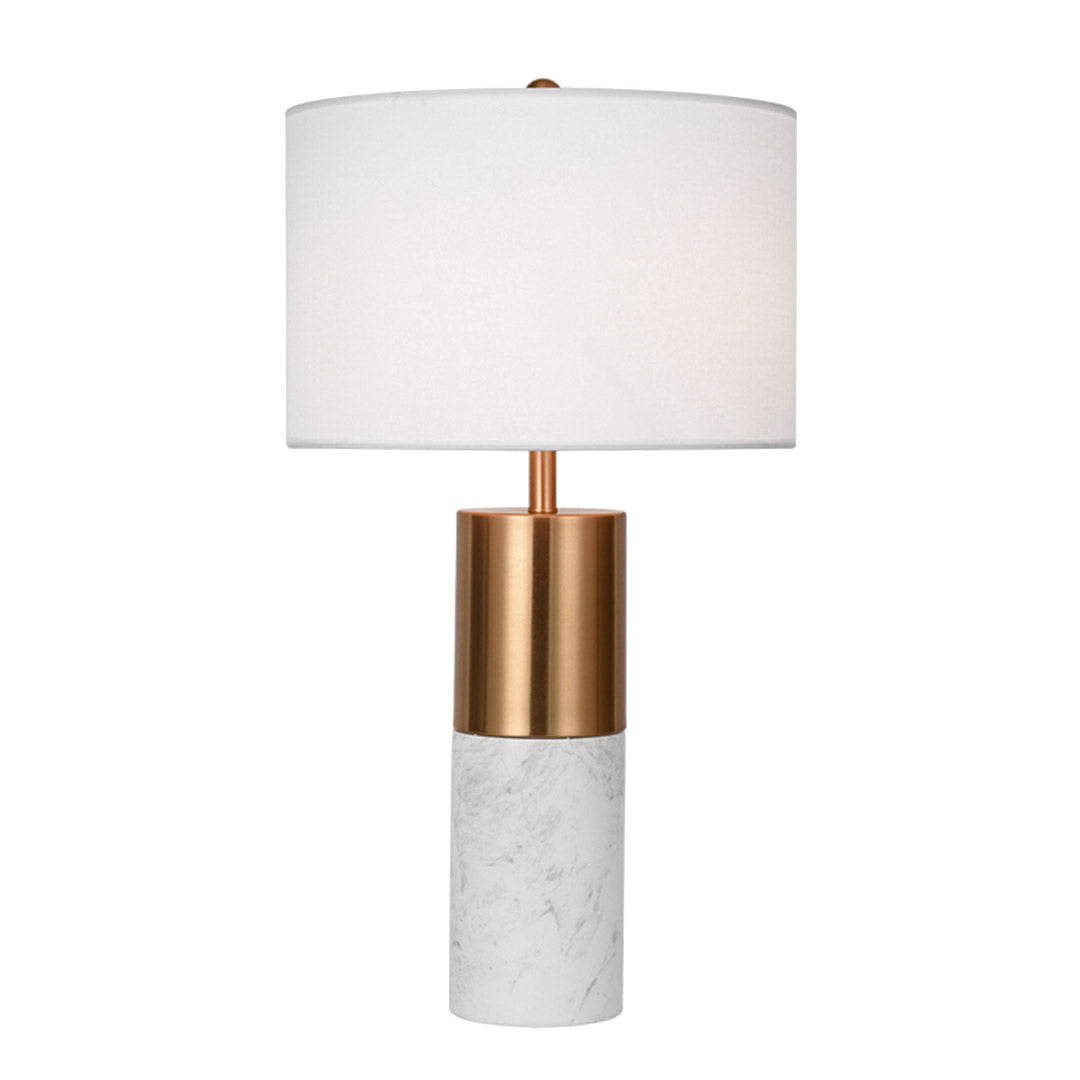 NNEAGS 60cm White Marble Bedside Modern Desk Table Lamp Living Room Shade with Cylinder Base