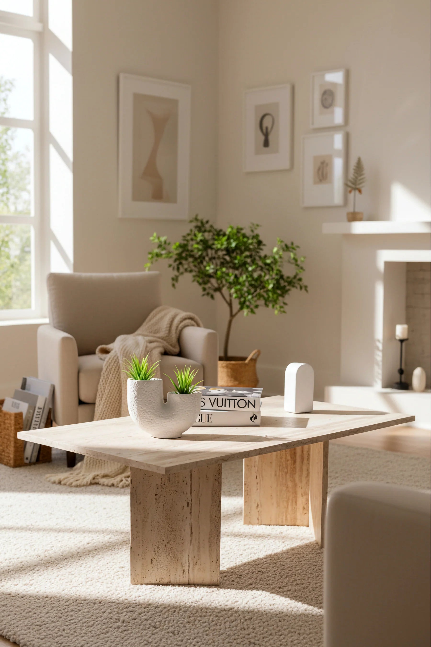 Table basse Roma HARMONY – Formes Courbes Minimalistes - Noir, Blanc ou Pierre