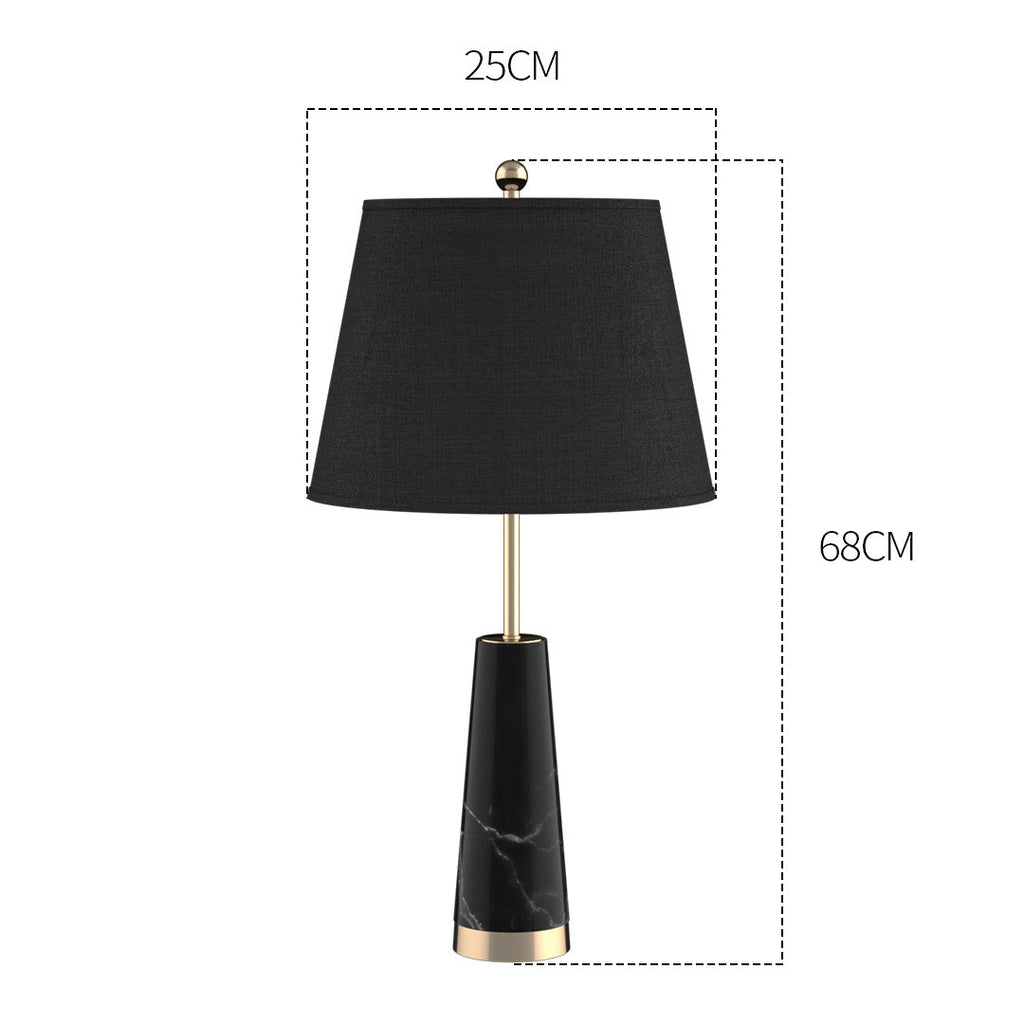 NNEAGS 68cm Black Marble Bedside Desk Table Lamp Living Room Shade with Cone Shape Base-1