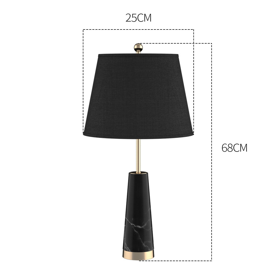 NNEAGS 68cm Black Marble Bedside Desk Table Lamp Living Room Shade with Cone Shape Base-1