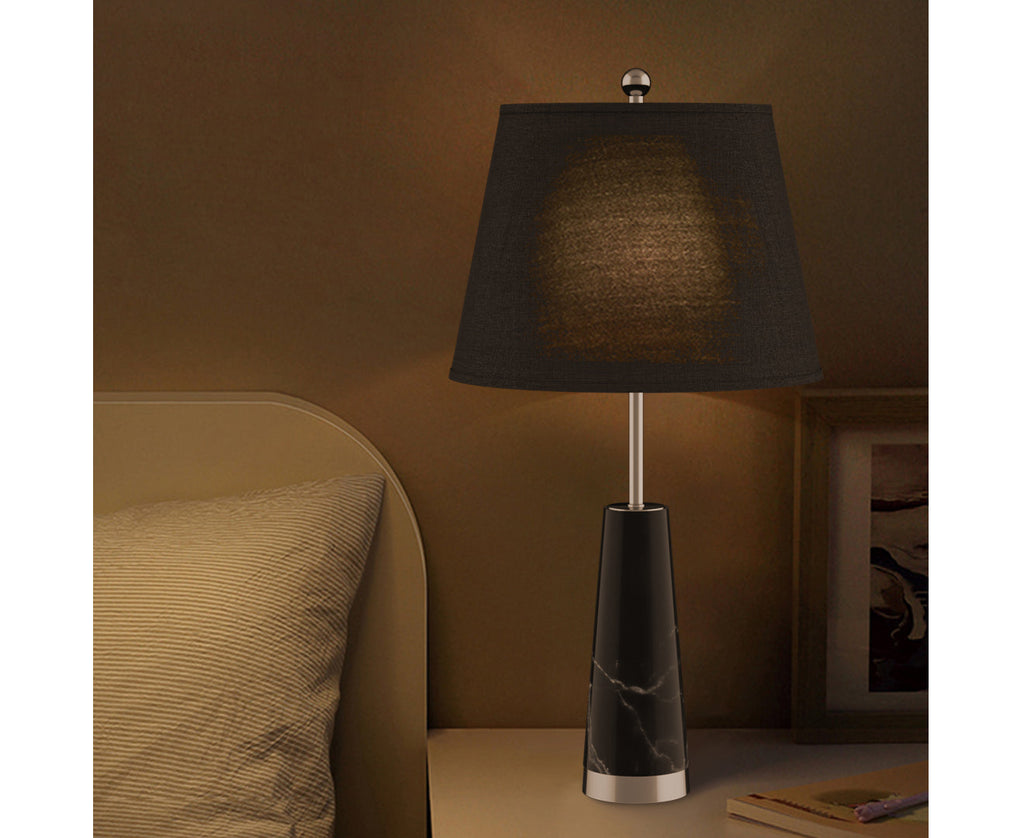 NNEAGS 68cm Black Marble Bedside Desk Table Lamp Living Room Shade with Cone Shape Base-3