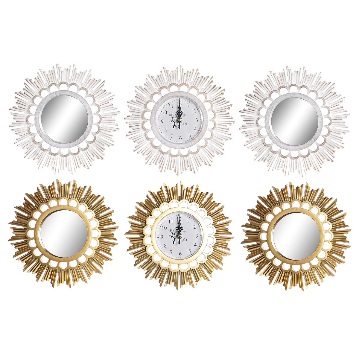 Wall Clock DKD Home Decor Mirror PP (25 x 2,5 x 25 cm) (2 Units)-0