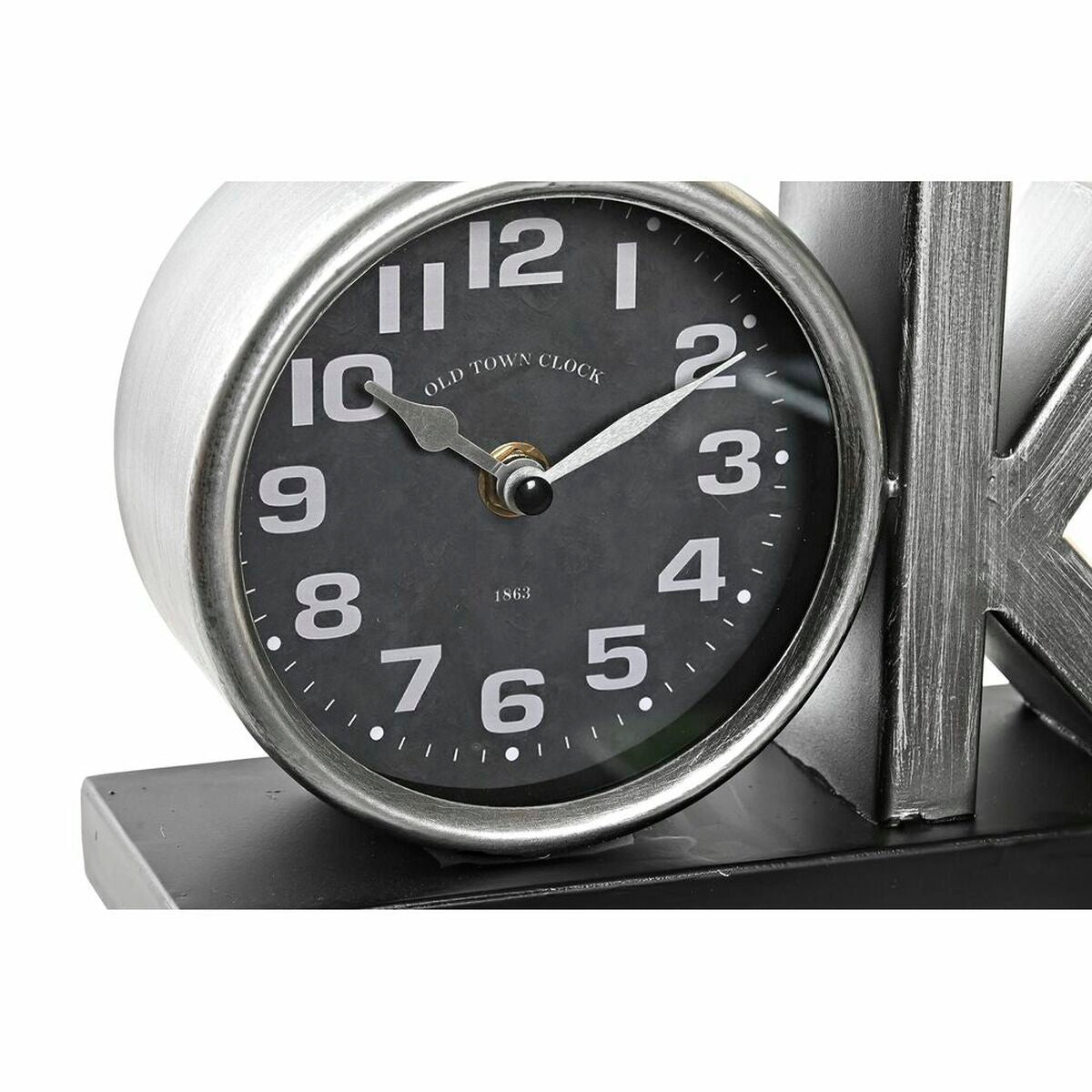 Table clock DKD Home Decor Black Silver (2 Units)-2