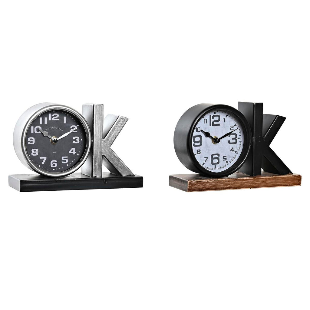 Table clock DKD Home Decor Black Silver (2 Units)-0