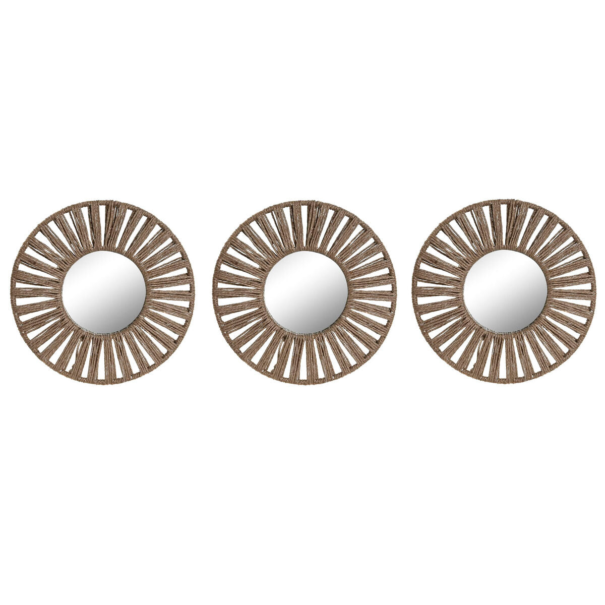 Mirror Set Home ESPRIT Natural Tropical 20 x 1 x 20 cm (3 Pieces)-0