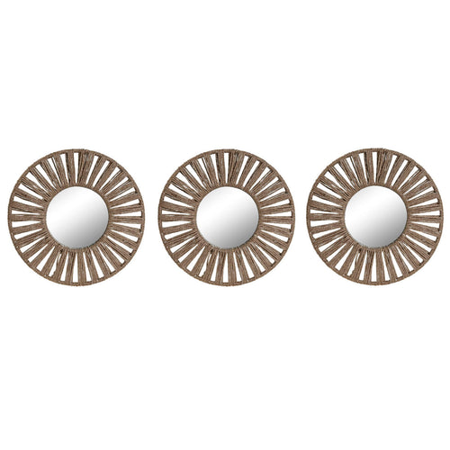 Mirror Set Home ESPRIT Natural Tropical 20 x 1 x 20 cm (3 Pieces)-0