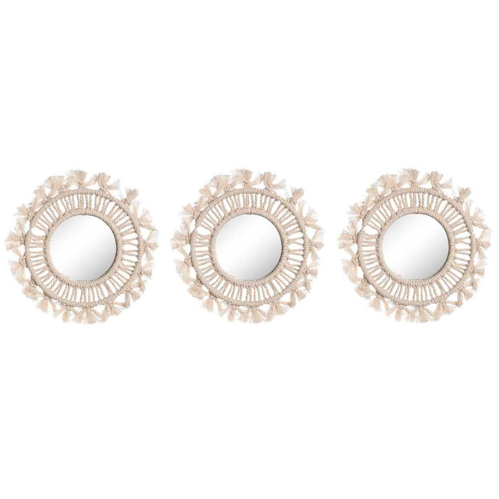 Mirror Set Home ESPRIT White Boho 20 x 1 x 20 cm (3 Pieces)-0